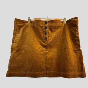 Reitmans Mustard Corduroy Button Front Mini Skirt Size 20